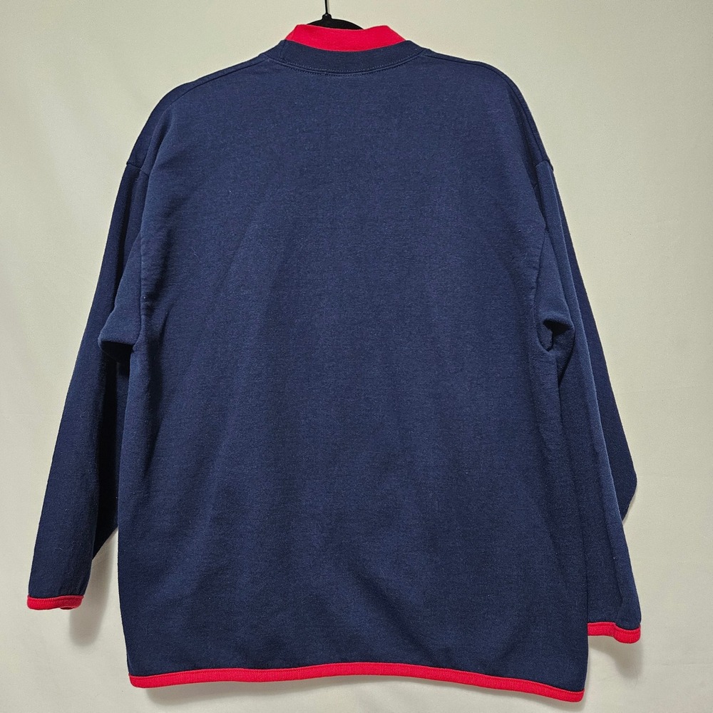 VTG 90s GRANDMA Made Usa XL NAVY RED EMBROIDERED GRANDKID KEY M&C COTTAGECORE - Picture 2 of 9